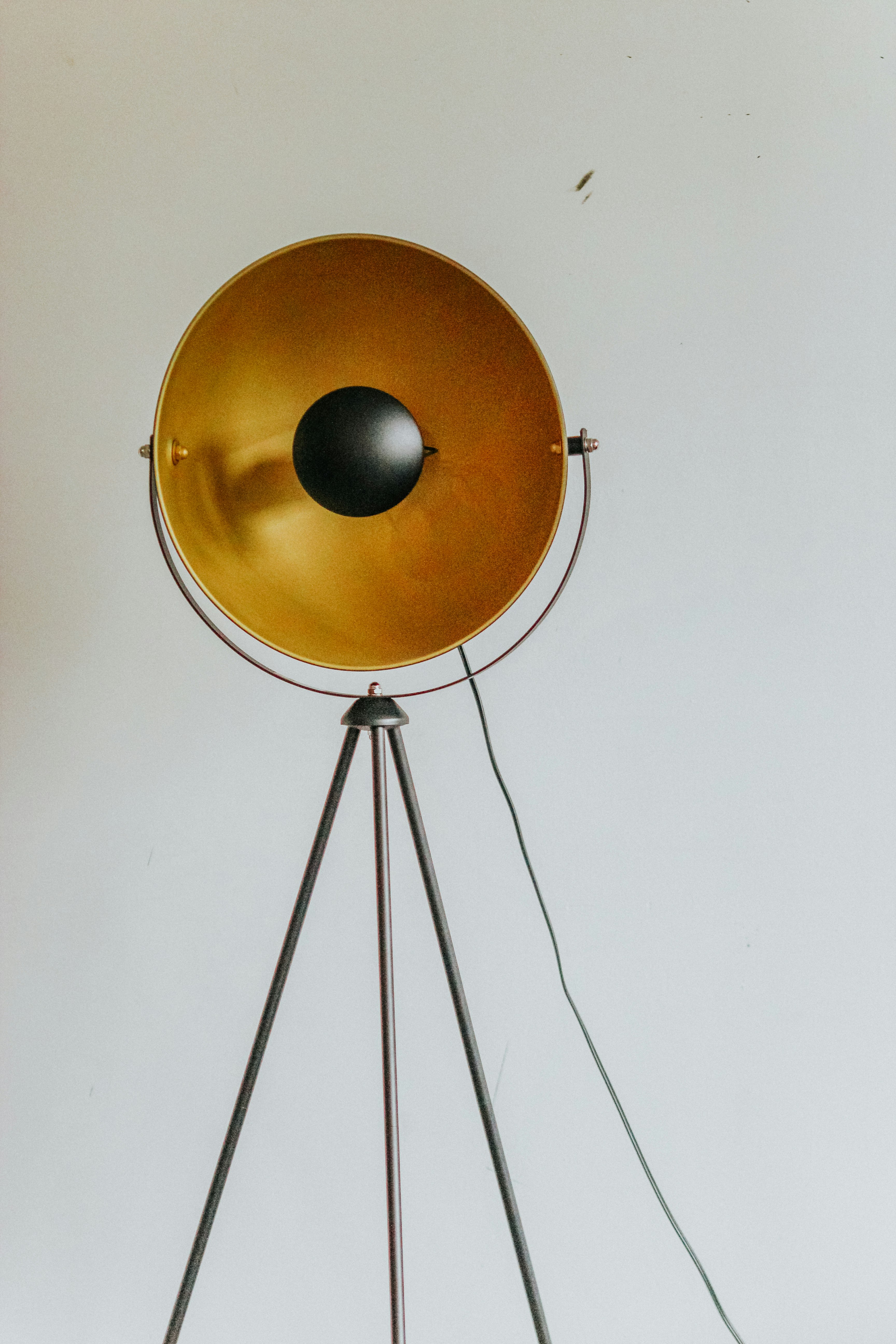 brown and silver round pendant lamp